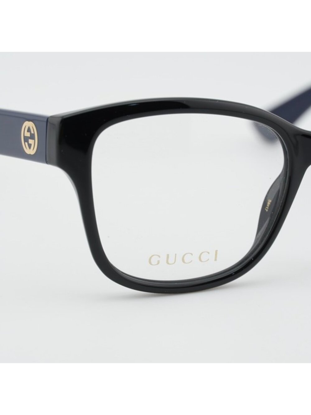Gucci GG1340O 010 Eyeglasses Shiny Black/Blue 55mm Square Frame - Picture 6 of 11